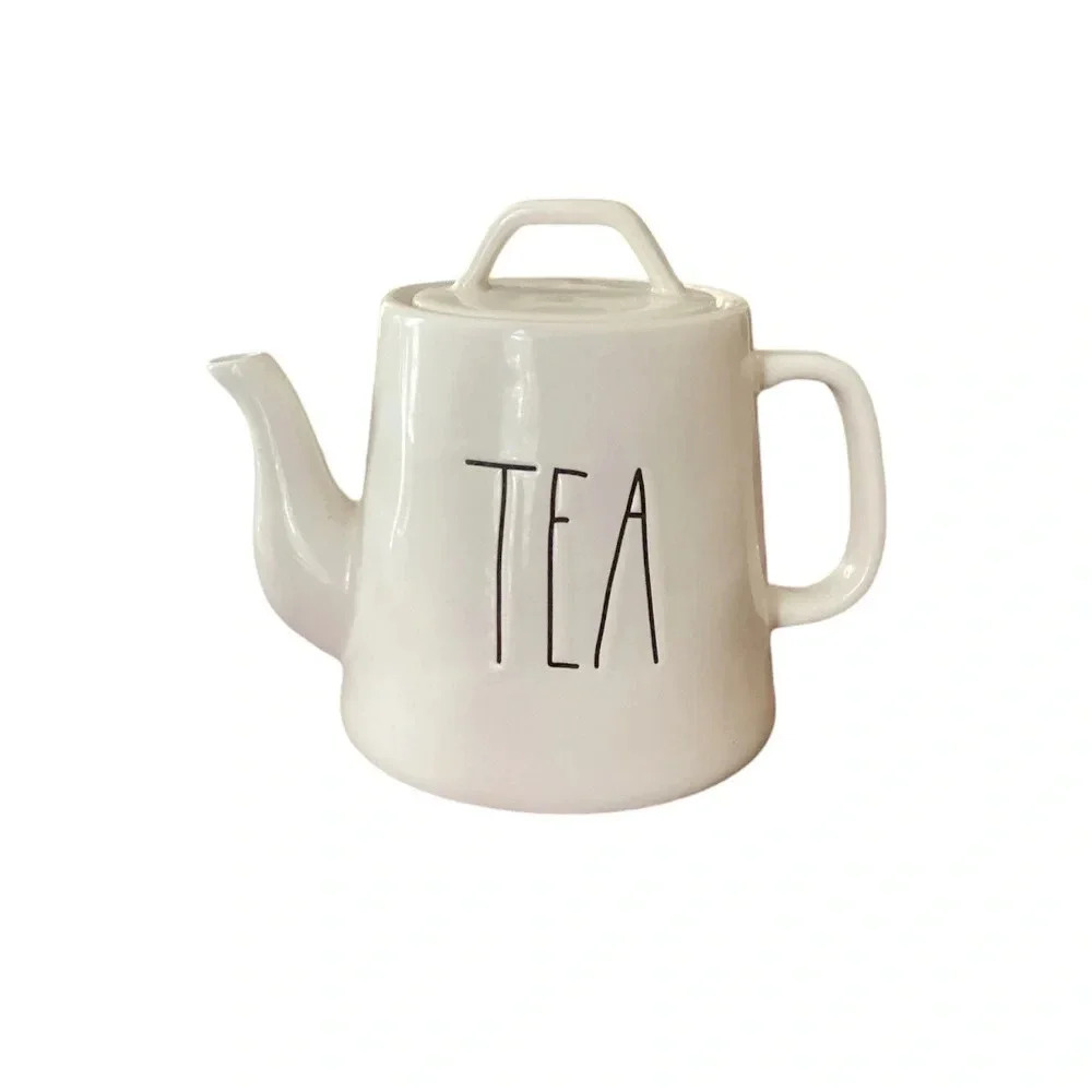 RAE DUNN teapot classic collection flat lid farmhouse